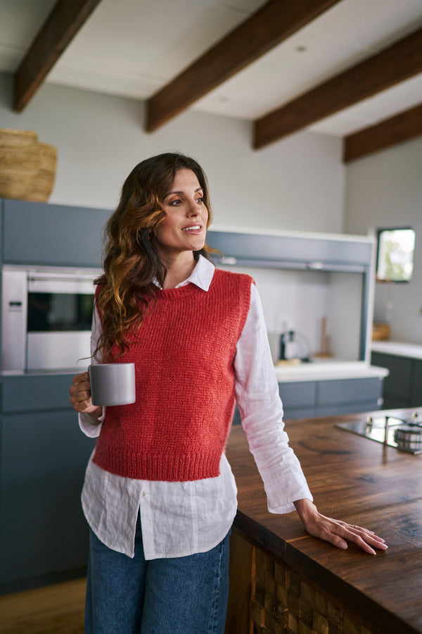 Mohair Sleeveless Vest | Poppy Red