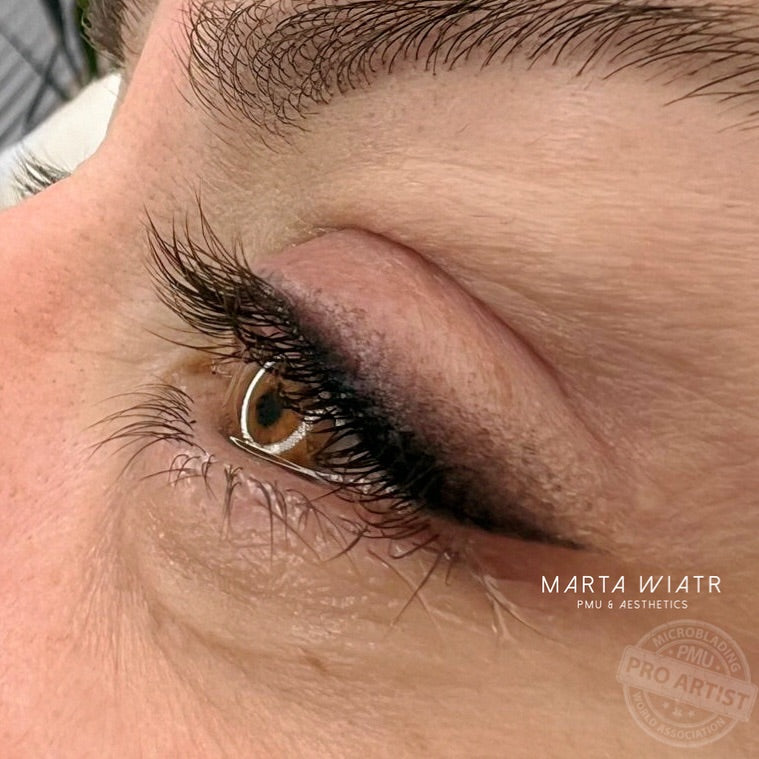 A thick eyeliner tattoo  by Timeless Skin Spa in Bay Area Ca