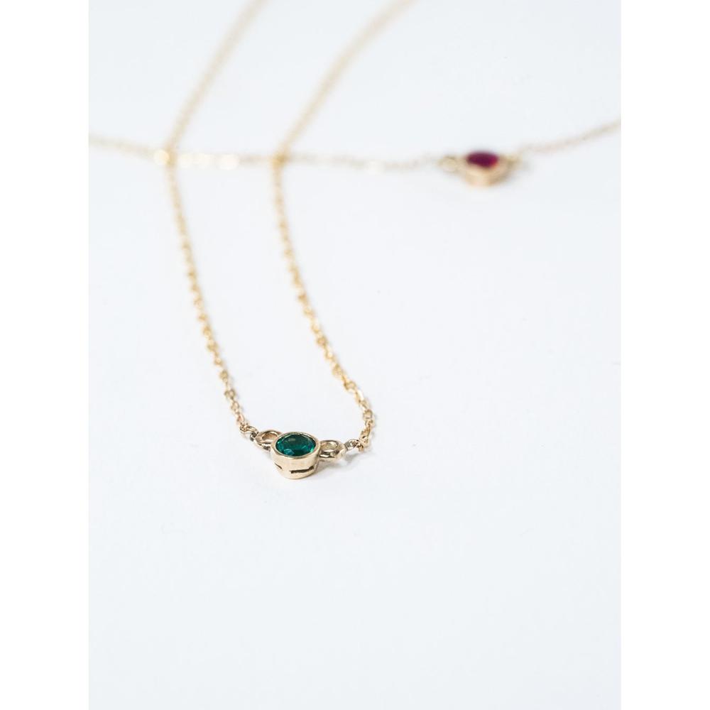 FEAST MOON EMERALD NECKLACE // GOLD FILLED + EMERALD