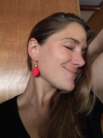 Anne Woodman Red Petal Earrings 