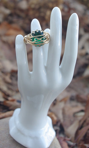 green gem vintage ring