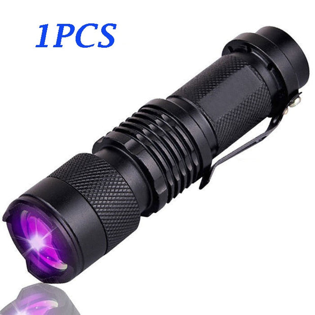 UV LED Flashlight Mini LED Torch 395nm Zoomable blacklight Wavelength Violet Light Pet Urine Scorpion Feminine hygiene Detector