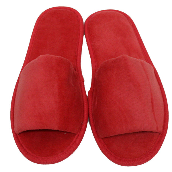 open toe towelling slippers