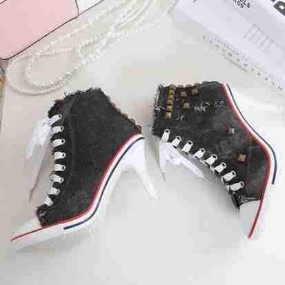 high heel canvas shoes