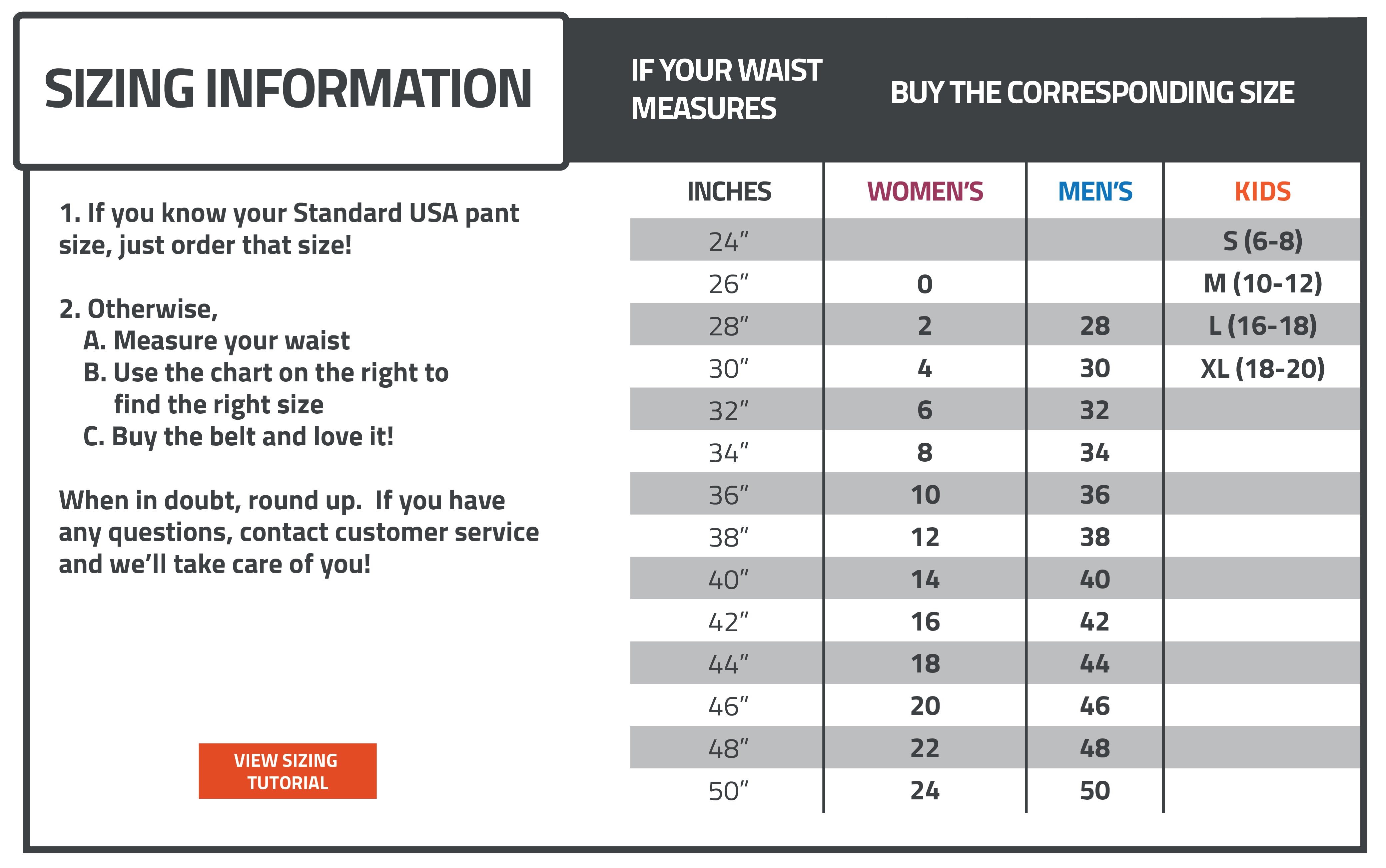 Sizing Information