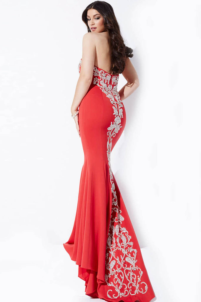 strapless fitted prom dress