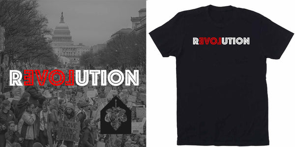 love revolution t-shirt supporting dream corps adam's nest provincetown