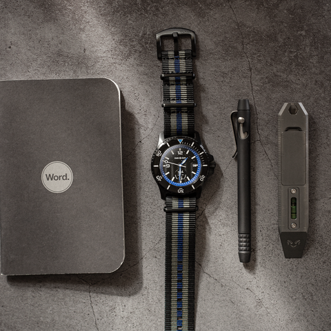 Black & Blue Bond Watch Band Nylon Military Style