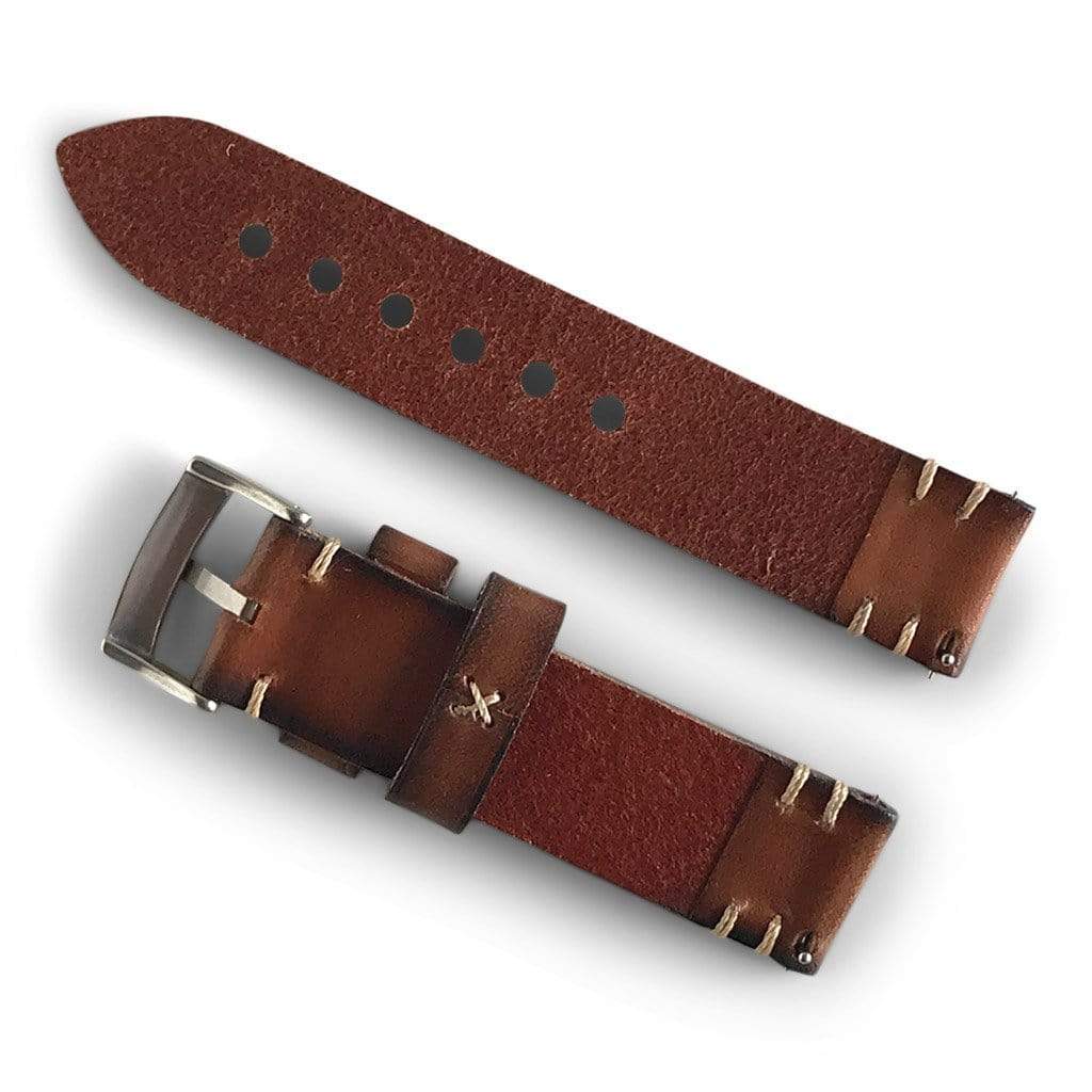 Leather Quick Release Band │ Hazelnut Brown Two Stitch Watch Strap ...