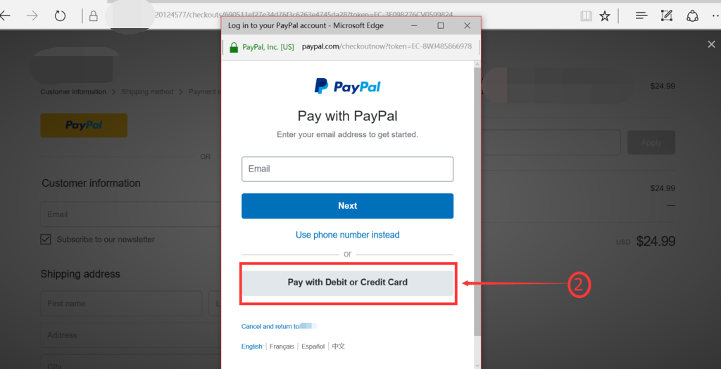 Pay Using Paypal Step 2