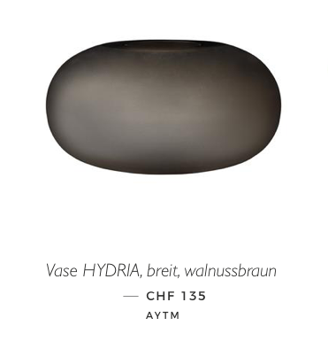 breite Vase Hydria von AYTM dunkel braun, mattes Glas