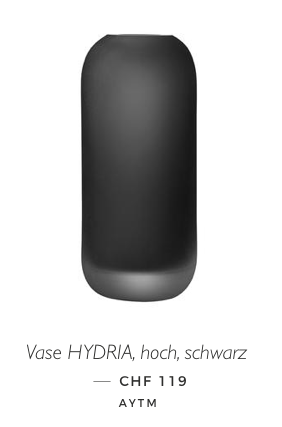 AYTM Hydria Vase hoch, schwarz matt Glas