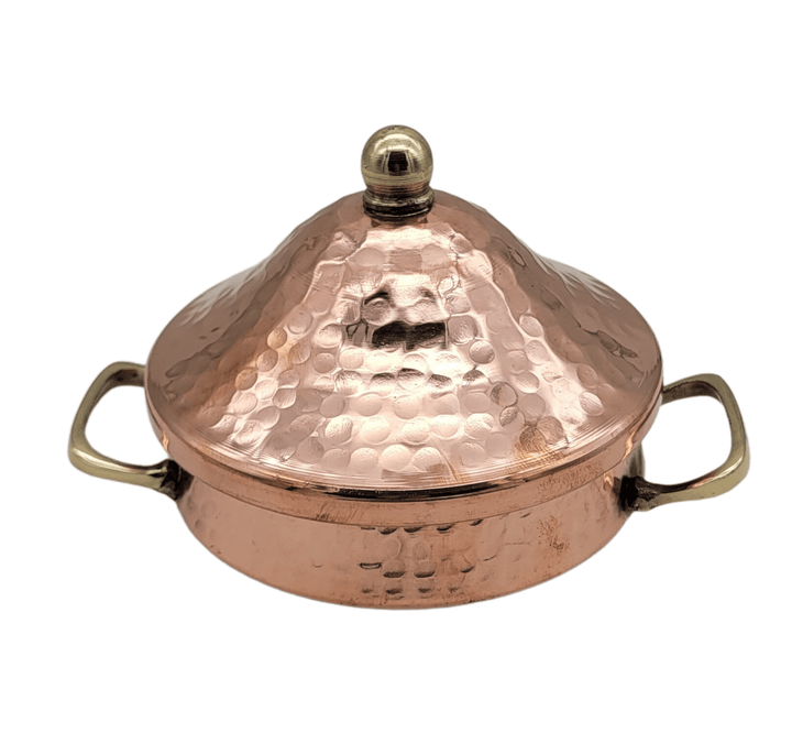 Handmade Hammered Red Copper Frying Pan with Stainless Steel Core - 5.6 In