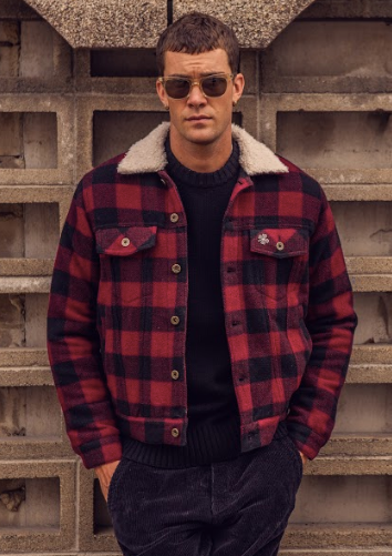 mens plaid trucker jacket