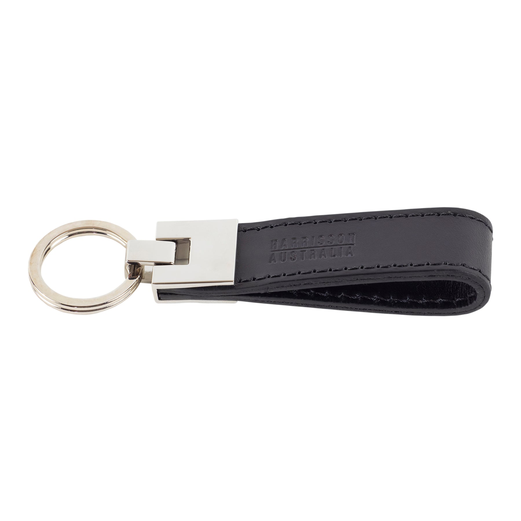 Stitched Black Leather Keyring | Harrisson Australia