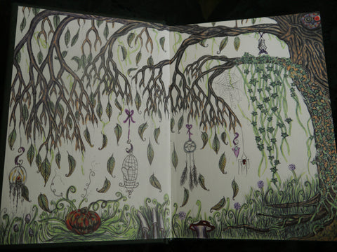 Photo of double page sketchbook tree drawing 
