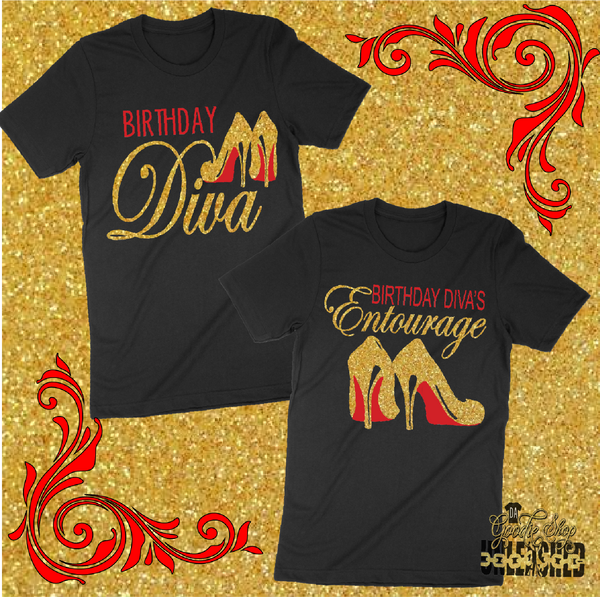 Birthday Diva with Heels and Entourage SVG, DXF, PNG, and EPS Cut and ...