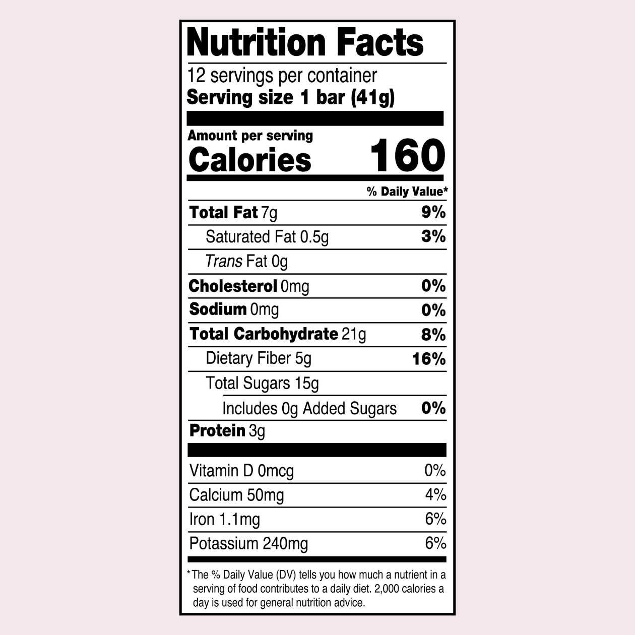 Cherry Pecan Bar nutrition values