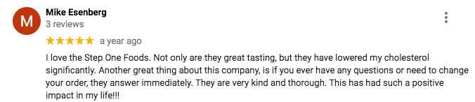 Google Review of Step One Foods from Mike Essenberg