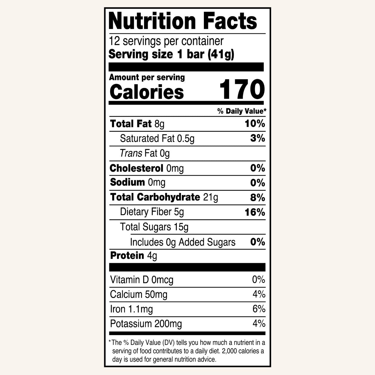 Lemon Almond Bar nutrition values