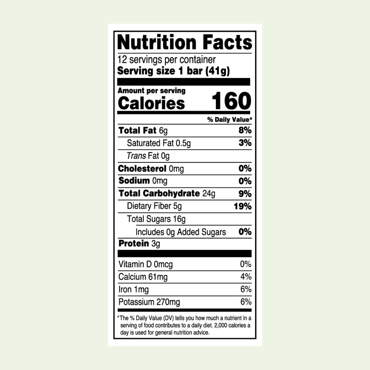Apple Cinnamon Bar nutrition values
