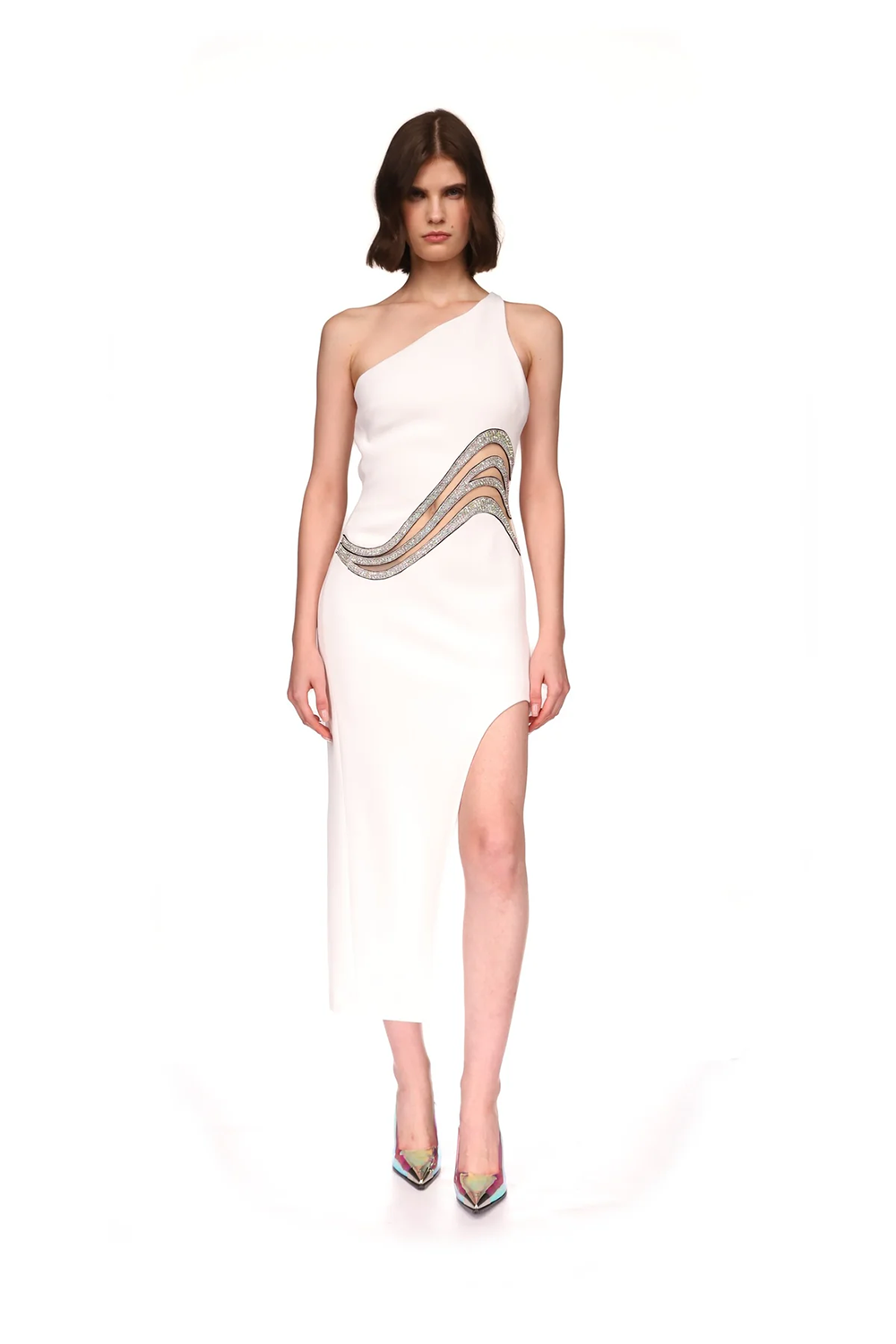 Luxury Crystal Embellished Long Sleeve Mesh Mini Dress – IULOVER
