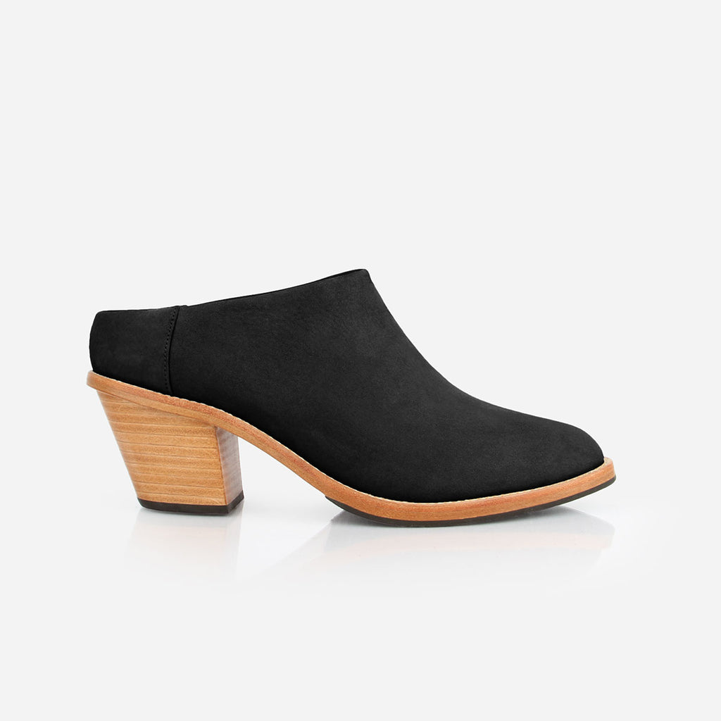 black suede mules closed toe