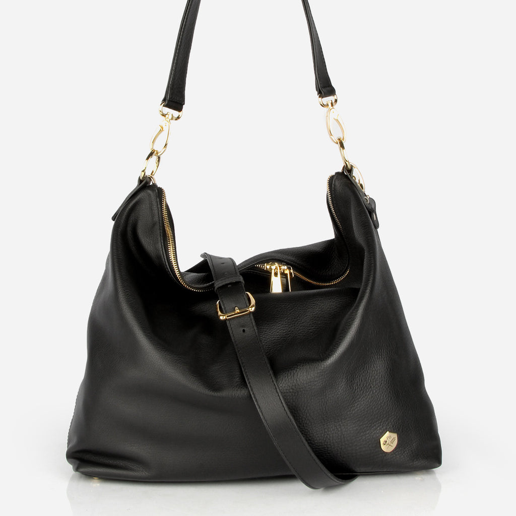 large black tote bag with long strap