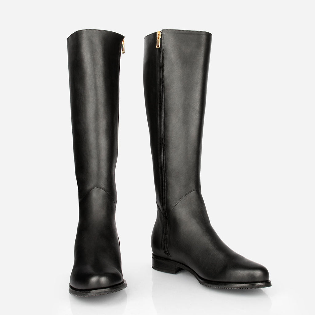 The Kensington Tall Boot Black Leather | Poppy Barley