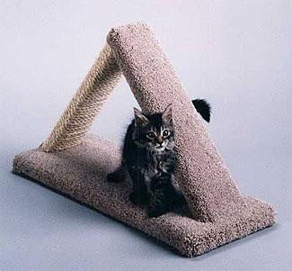 Triangle Shaped Cat Scratching Post With Carpet And Sisal Rope Sides C D Pet Products