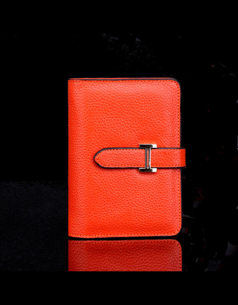 Genuine leather wallet with slip-on 