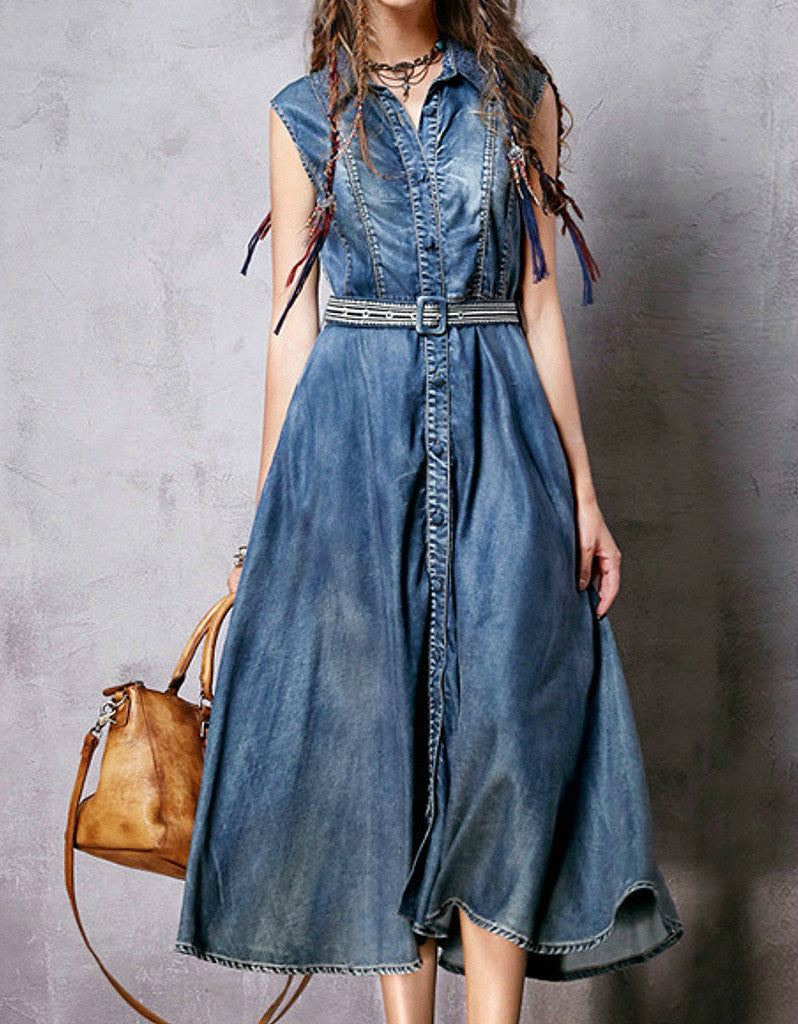 Long dress with jeans