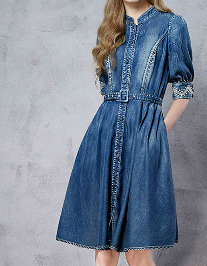 full length denim dress