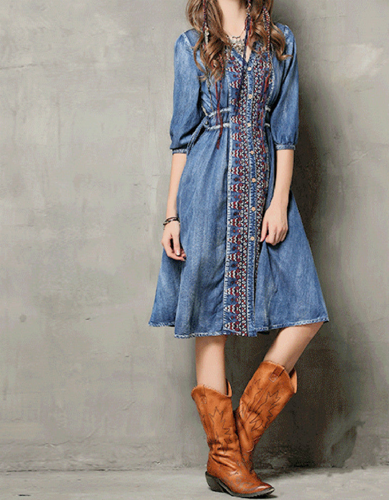 denim full length dress