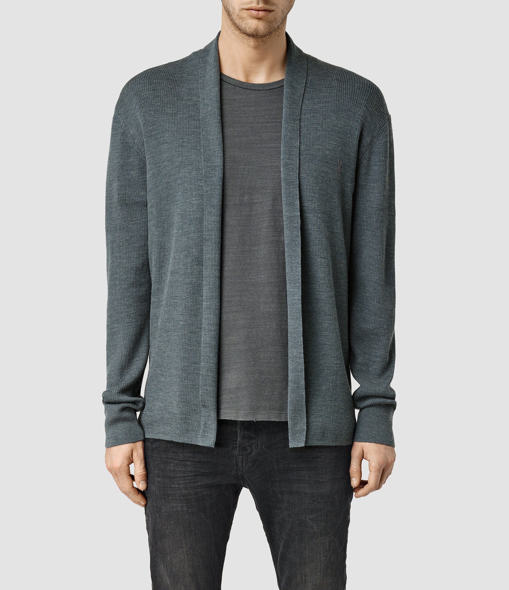 Product: Merino Open Cardigan - Light Grey Marl / S