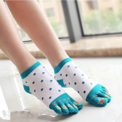 Summer Style Toe Socks Casual Thin Cotton Women Toe Sock Animal Dot St ...