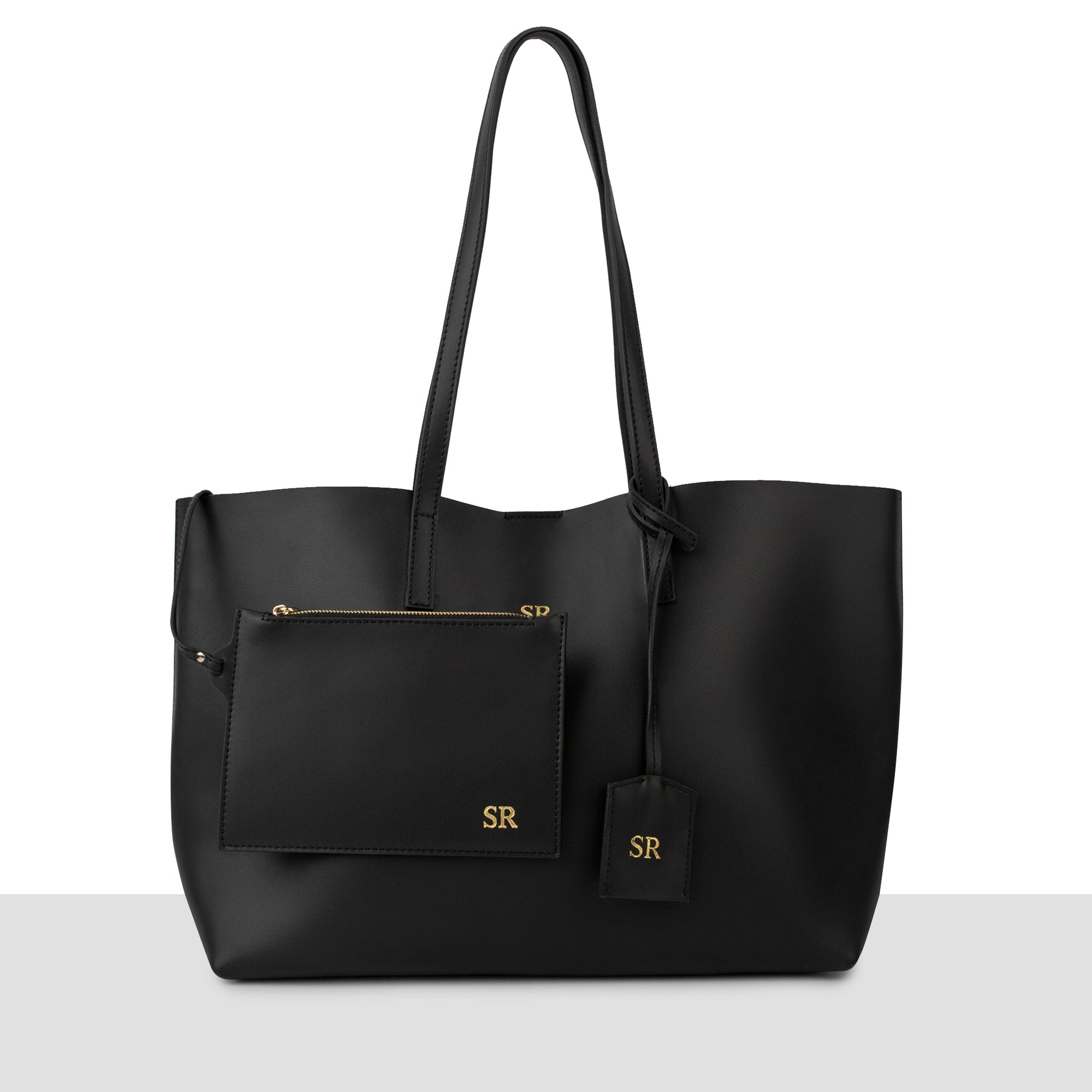 'Stockholm' Black Smooth Leather Tote Bag – Azurina