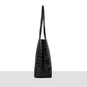 black croc tote bag