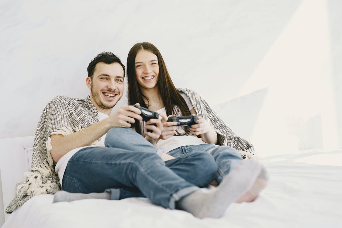 Gamer Couple Playing together