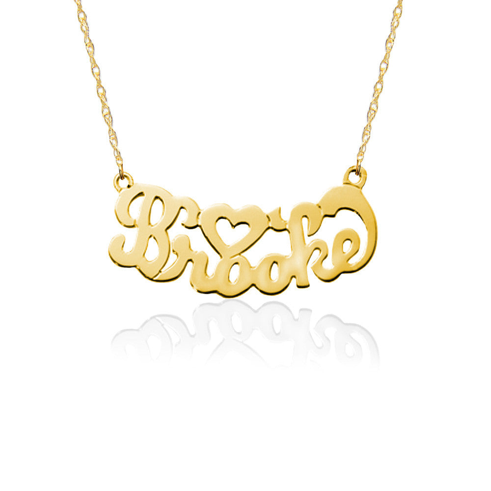 14k Gold Name Plate Necklace