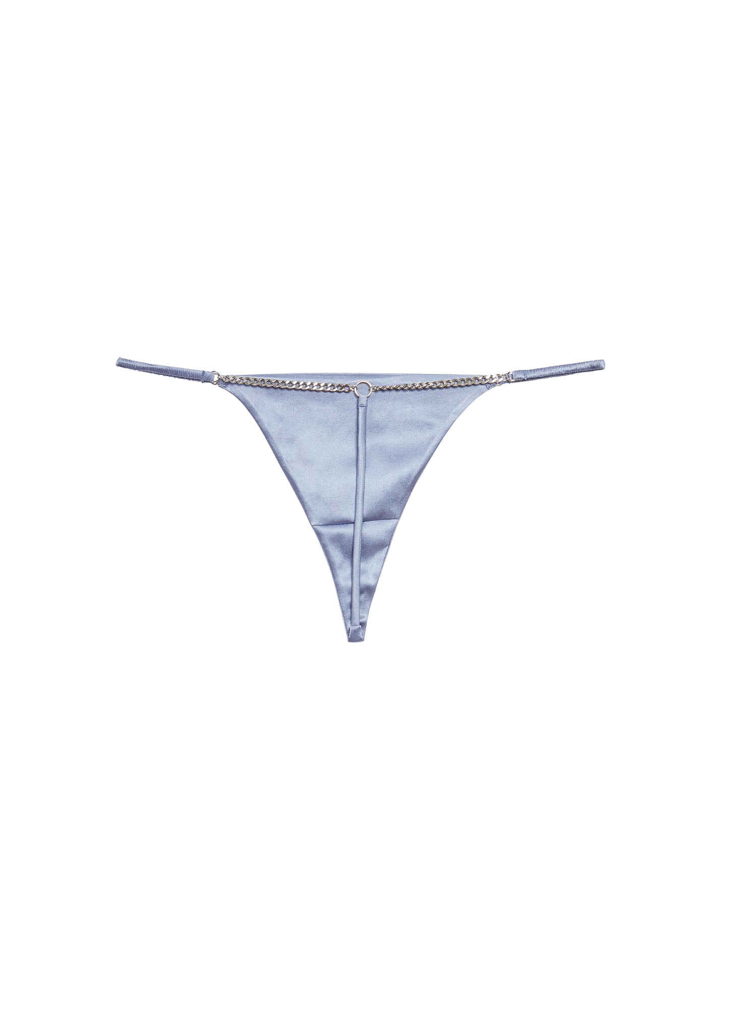 Shop Fleur Du Mal Chain Luxe V-string In Denim Blue