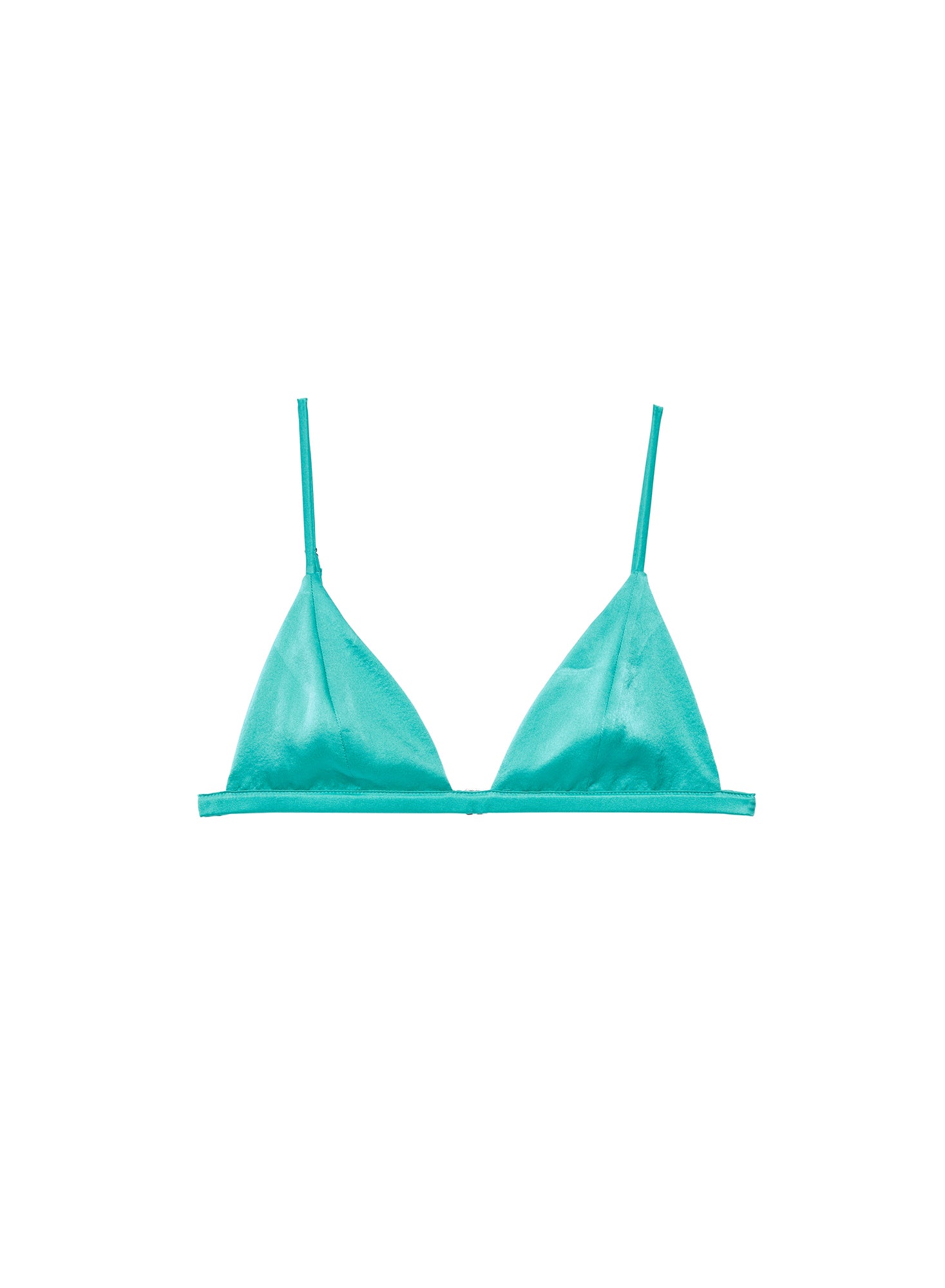 Shop Fleur Du Mal Luxe Triangle Bra In Sea Glass