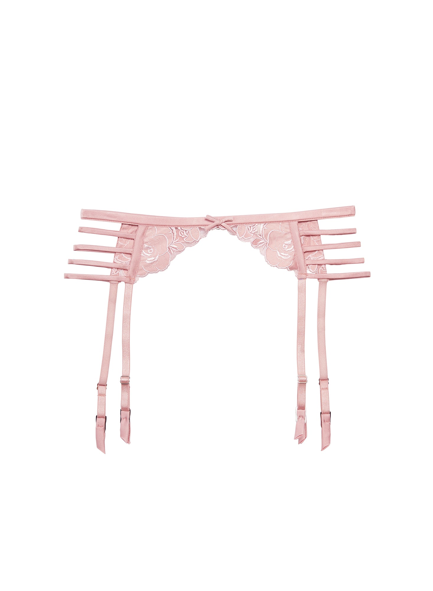 Shop Fleur Du Mal Rose Logo Embroidery Garter Belt In Rose Pink