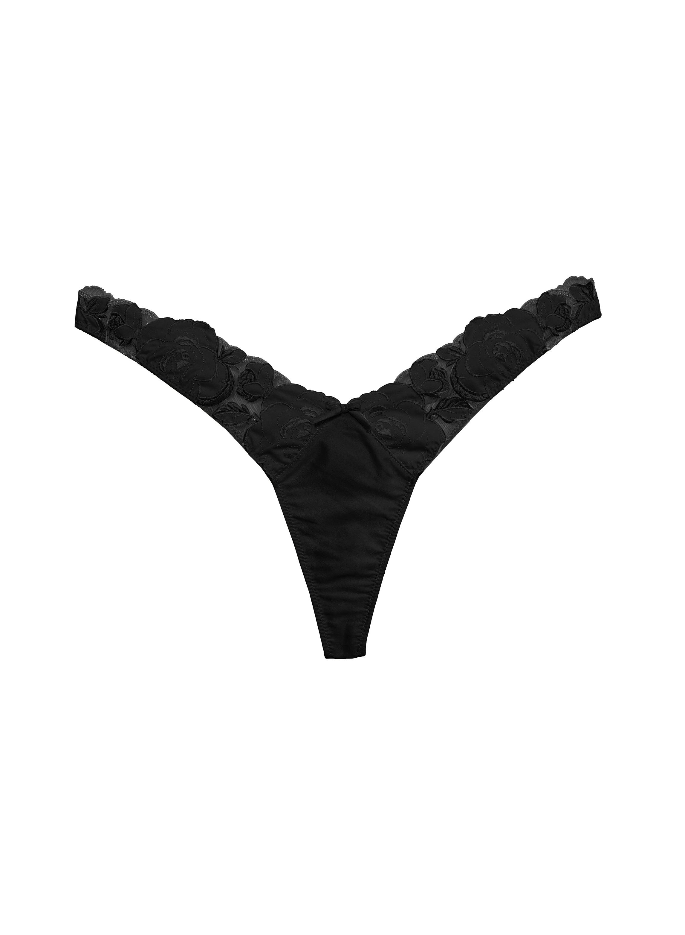 Rose Logo Embroidery Thong