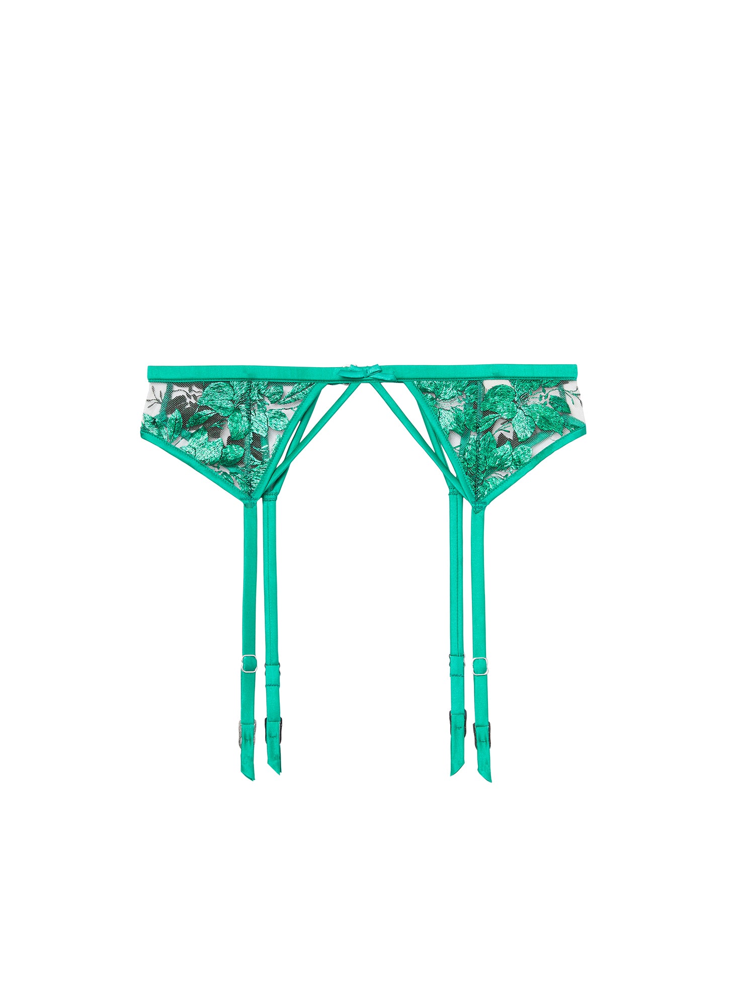 Pressed Floral Embroidery Garter Belt