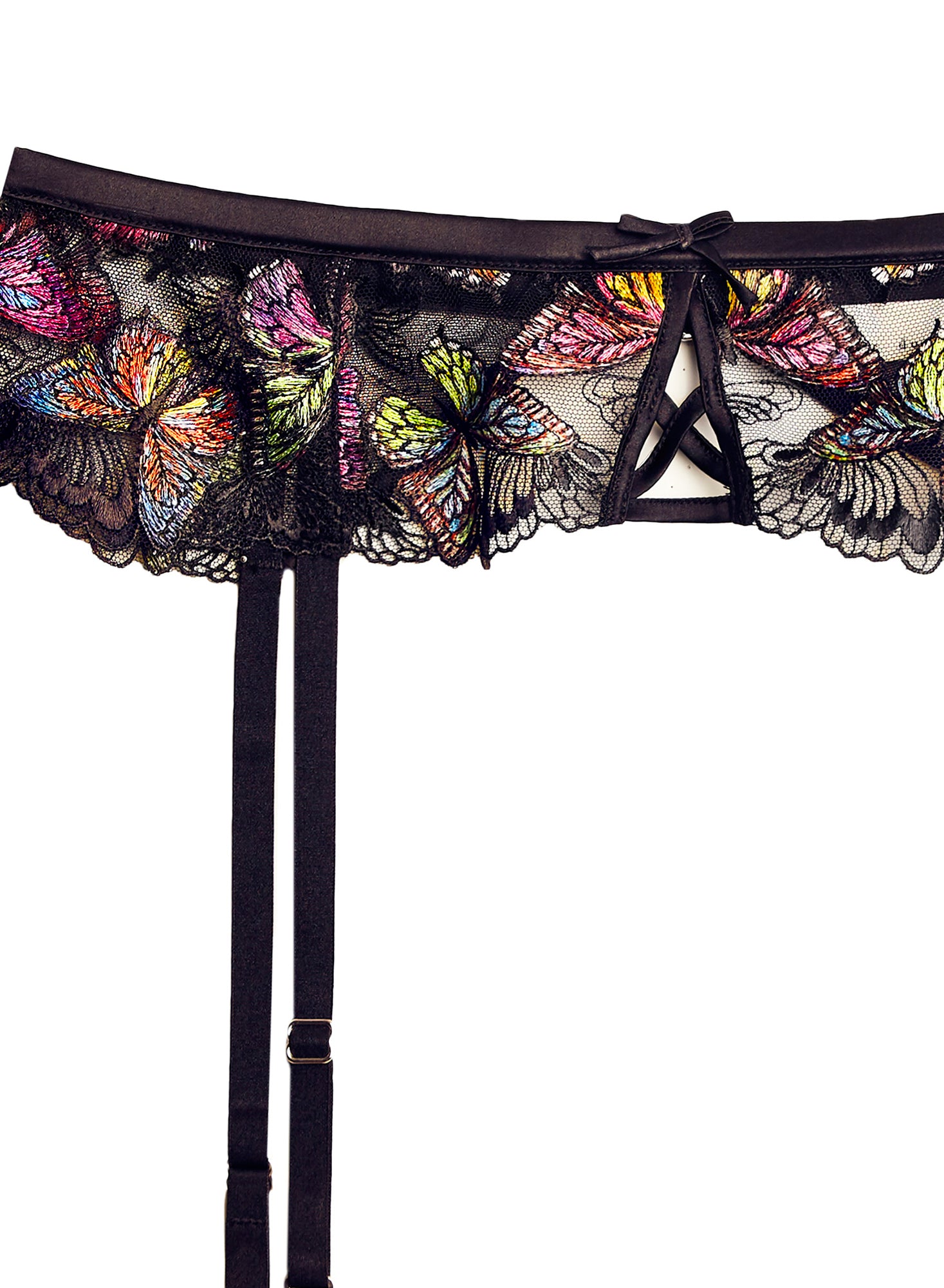 Butterfly Embroidery Garter Belt