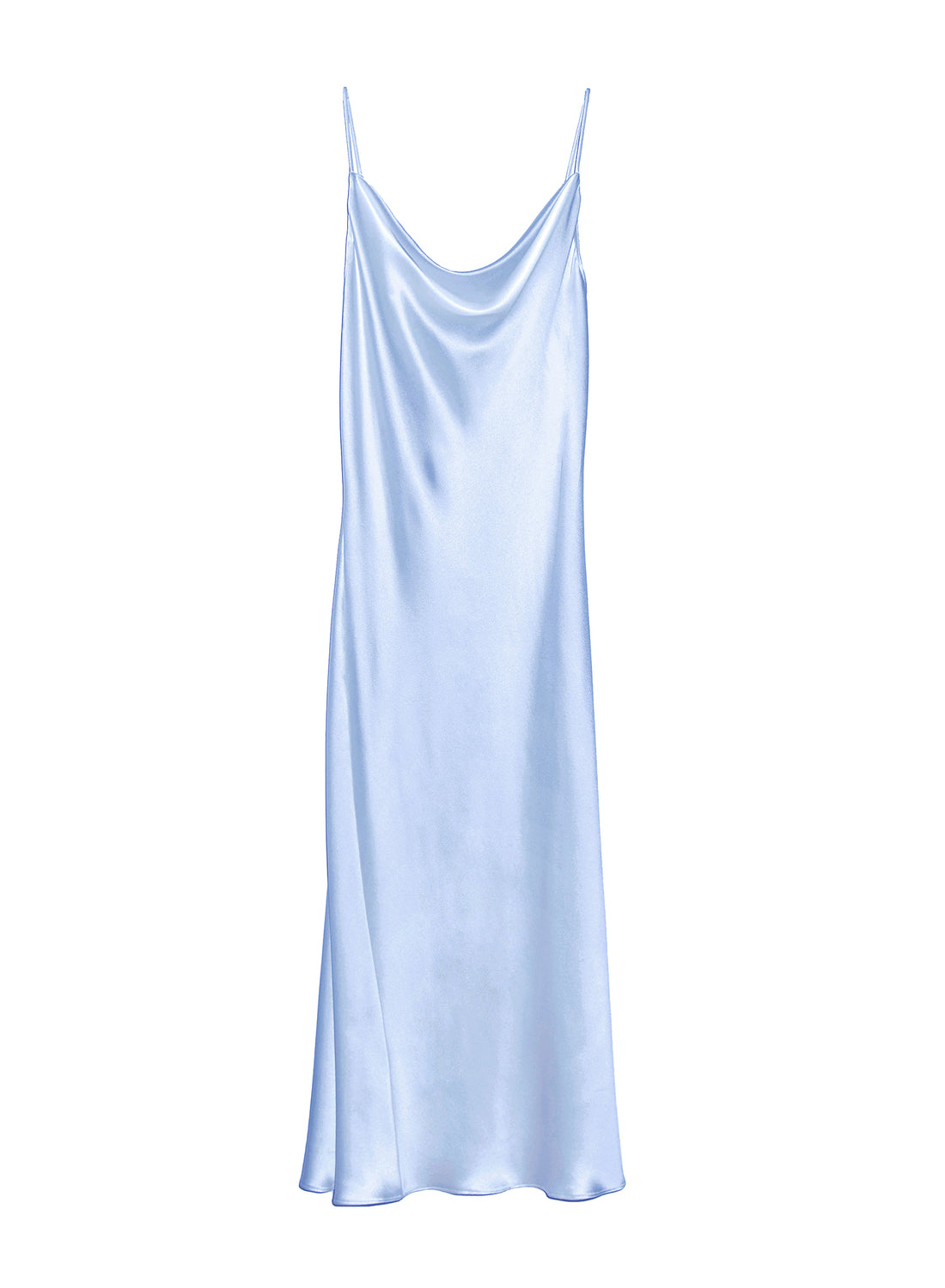 light blue cowl neck dress