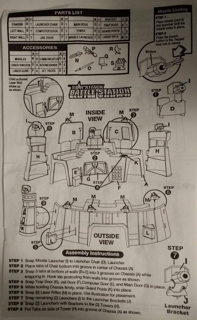 Tim Mee Toy Star Attack Battle Station vintage Instructions