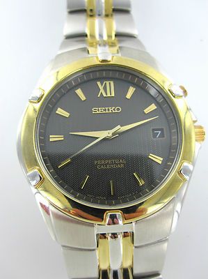 Seiko Men's SNQ068 Perpetual Calendar Two-Tone Watch – Exact Time Corp.