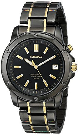 Seiko Men's SNQ045 Perpetual Calendar Black Ion Dress Watch – Exact Time  Corp.